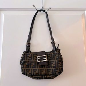 *** SOLD***FENDI Zucca Hand Shoulder Bag Purse Canvas Leather Brown Vintage